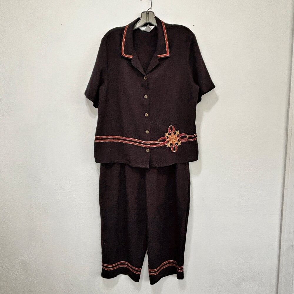 Napa Valley Petite Womens Quite Luxury Capri Pants Suit XL 2 Piece Set Capsule